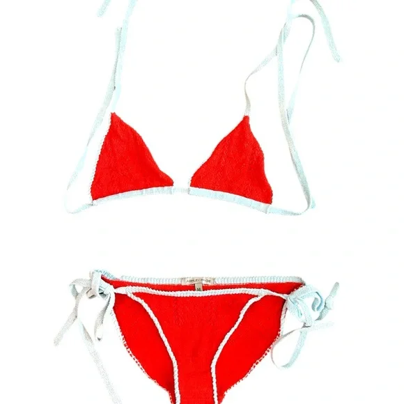 Ashley Paige Red and light blue Bikini Set Size M - Picture 1 of 6